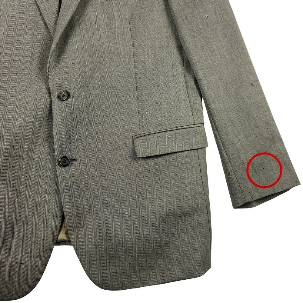 Lauren Ralph Lauren Sport Coat Mens 44L Brown Herringbone 100% Wool Blazer - Picture 4 of 13